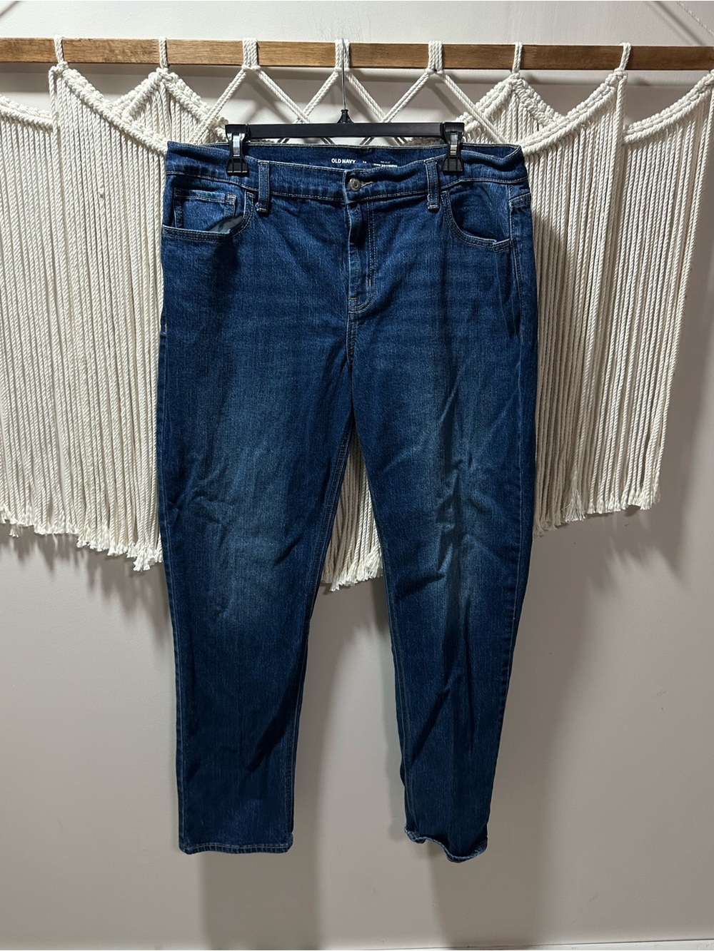 Old Navy Women's Dark Blue Straight-Leg Jeans